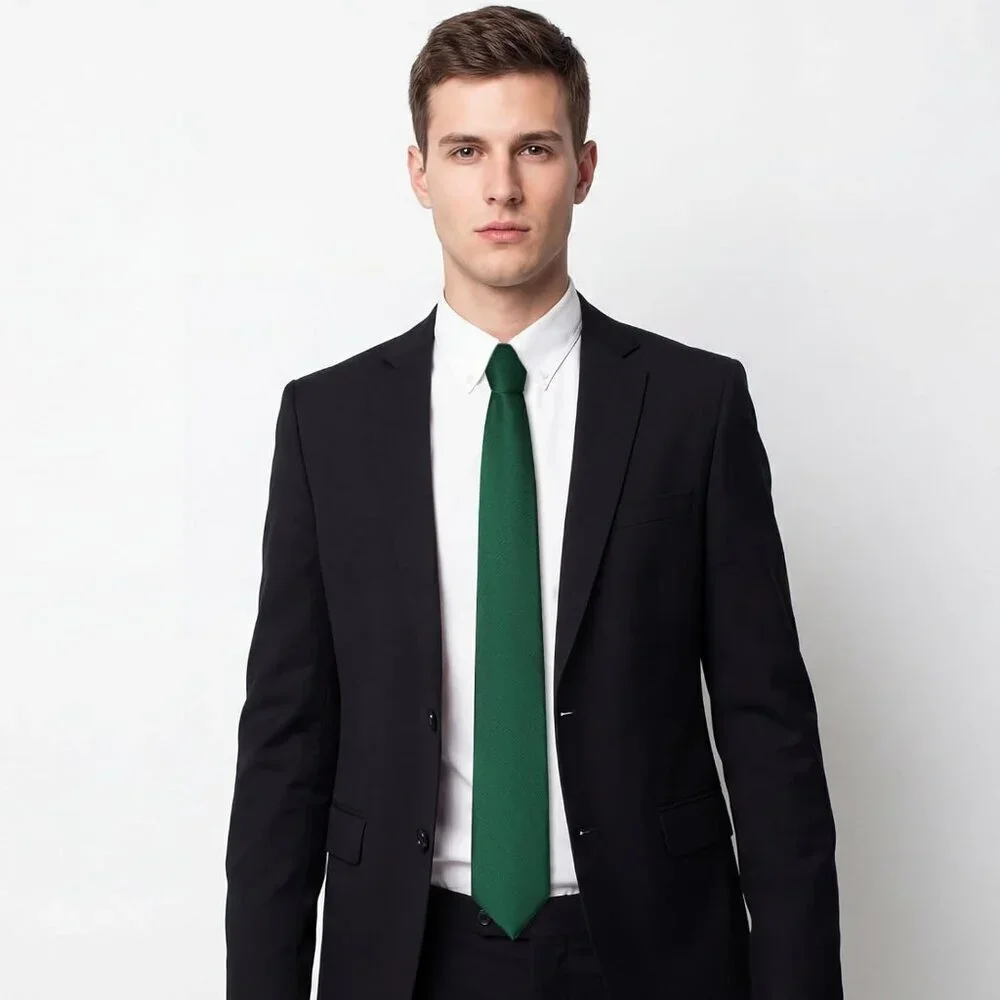 Men's Green Solid Pure Color Formal 3.15